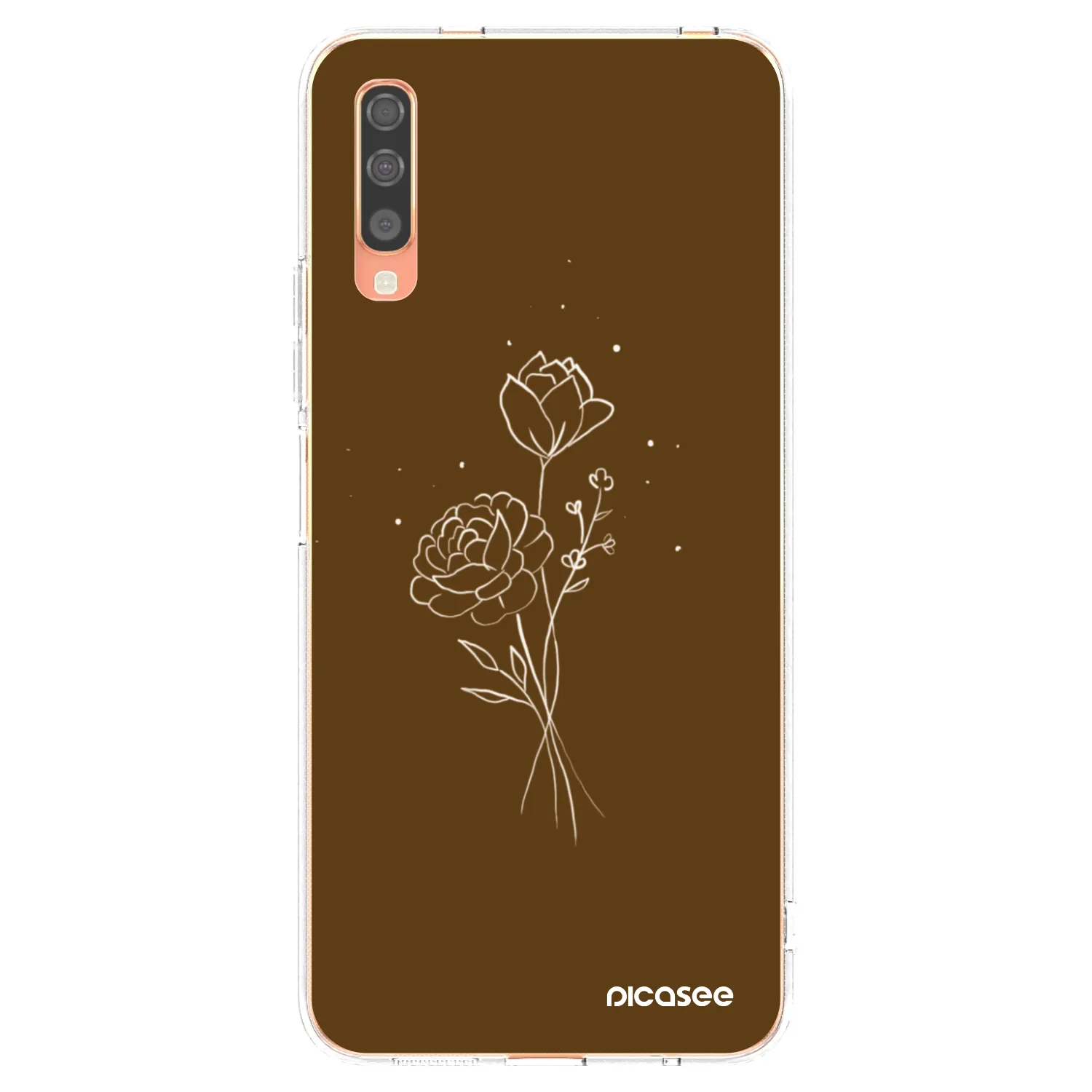 Picasee Samsung Galaxy A70 A705F Hülle - Transparentes Silikon - Brown flowers