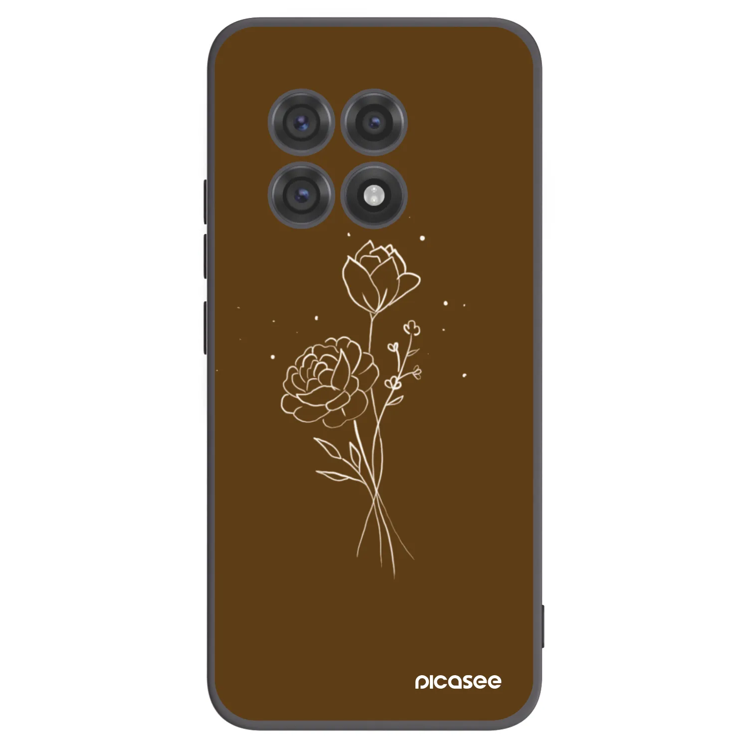 Picasee OnePlus 13R 5G Hülle - Schwarzes Silikon - Brown flowers