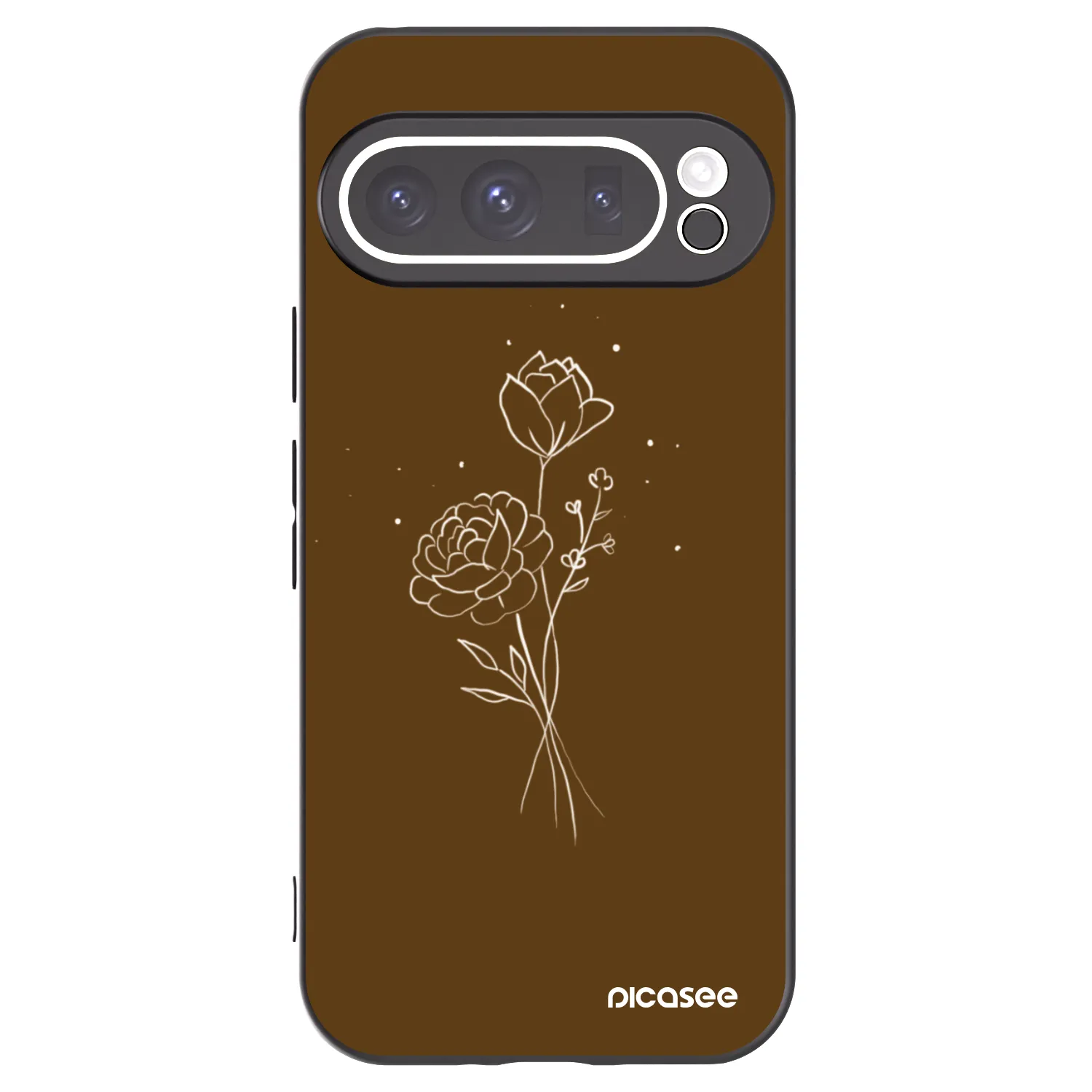 Picasee Google Pixel 9 Pro XL Hülle - Schwarzes Silikon - Brown flowers