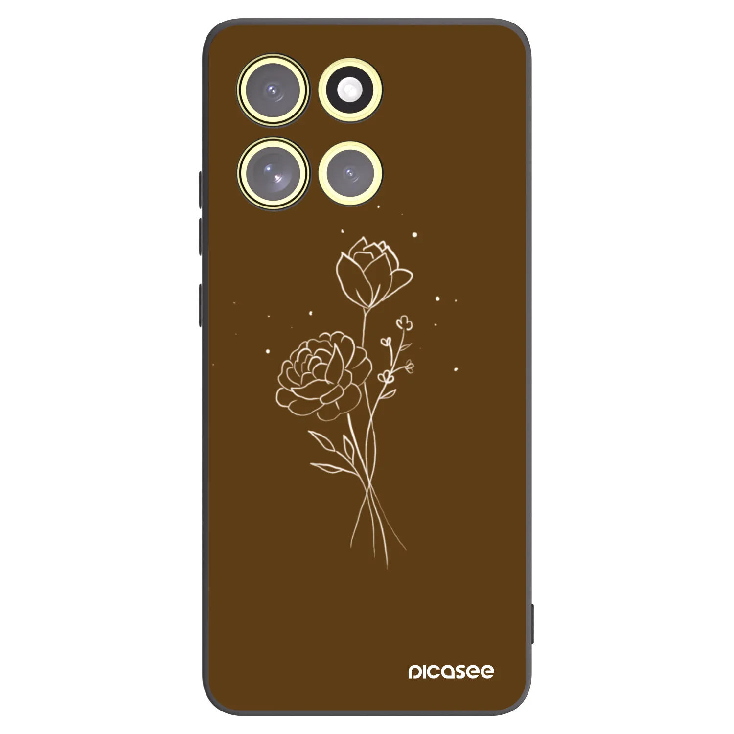Picasee Motorola Moto G86 5G Hülle - Schwarzes Silikon - Brown flowers