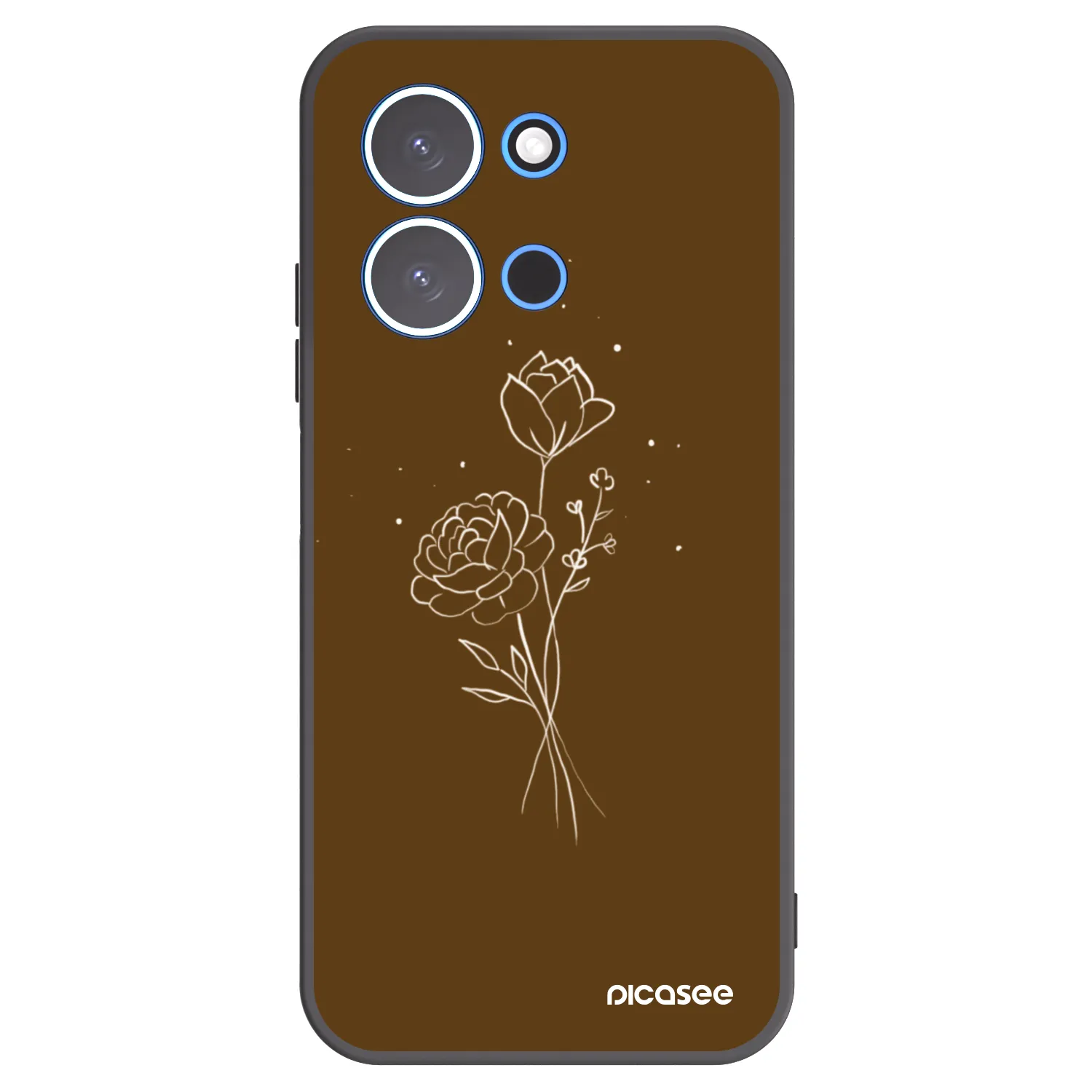 Picasee Xiaomi Redmi 15C 4G Hülle - Schwarzes Silikon - Brown flowers