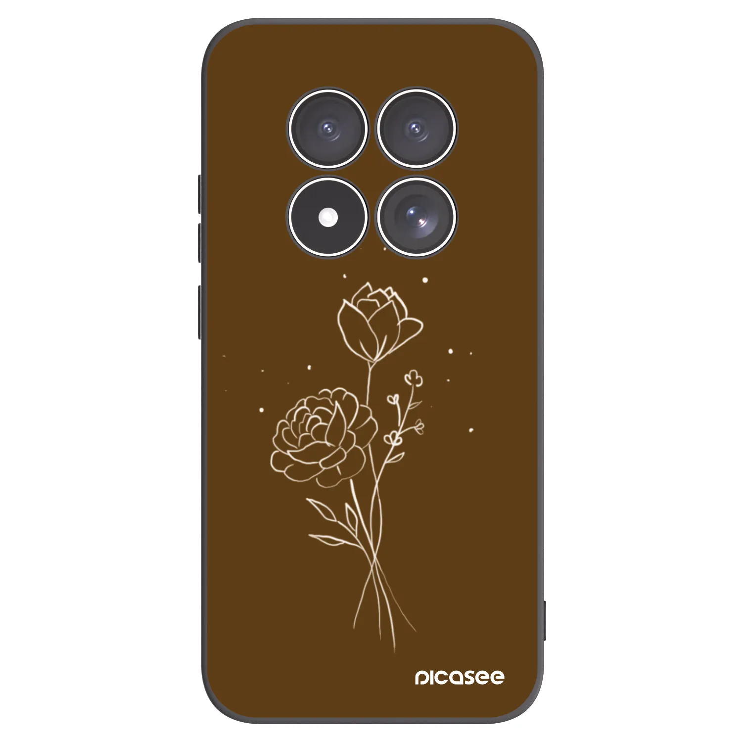 Picasee Xiaomi Redmi Note 15 Pro 4G Hülle - Schwarzes Silikon - Brown flowers