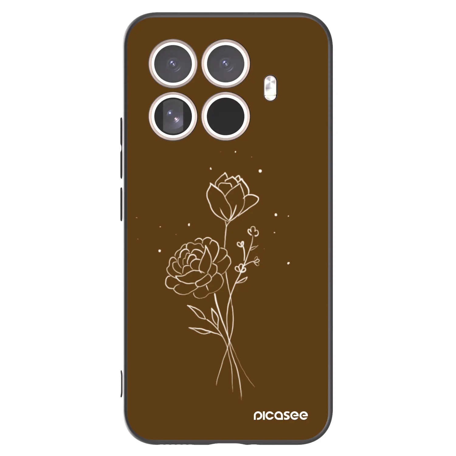 Picasee Xiaomi 15T Pro Hülle - Schwarzes Silikon - Brown flowers