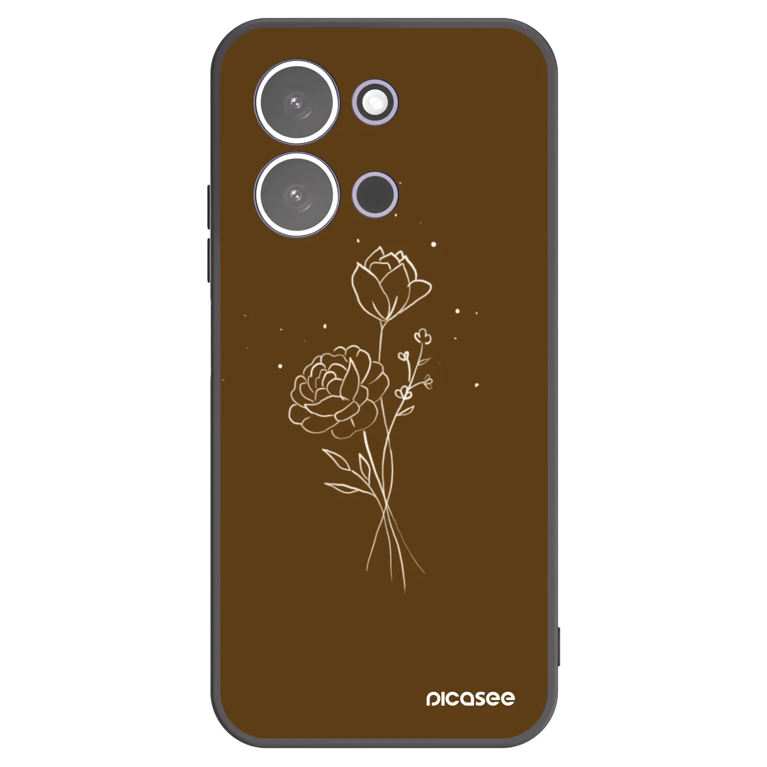Picasee Xiaomi Redmi 15C 5G Hülle - Schwarzes Silikon - Brown flowers