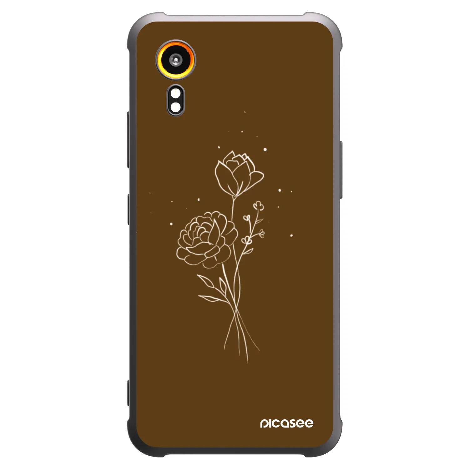 Picasee Samsung Galaxy Xcover 7 Hülle - Schwarzes Silikon - Brown flowers