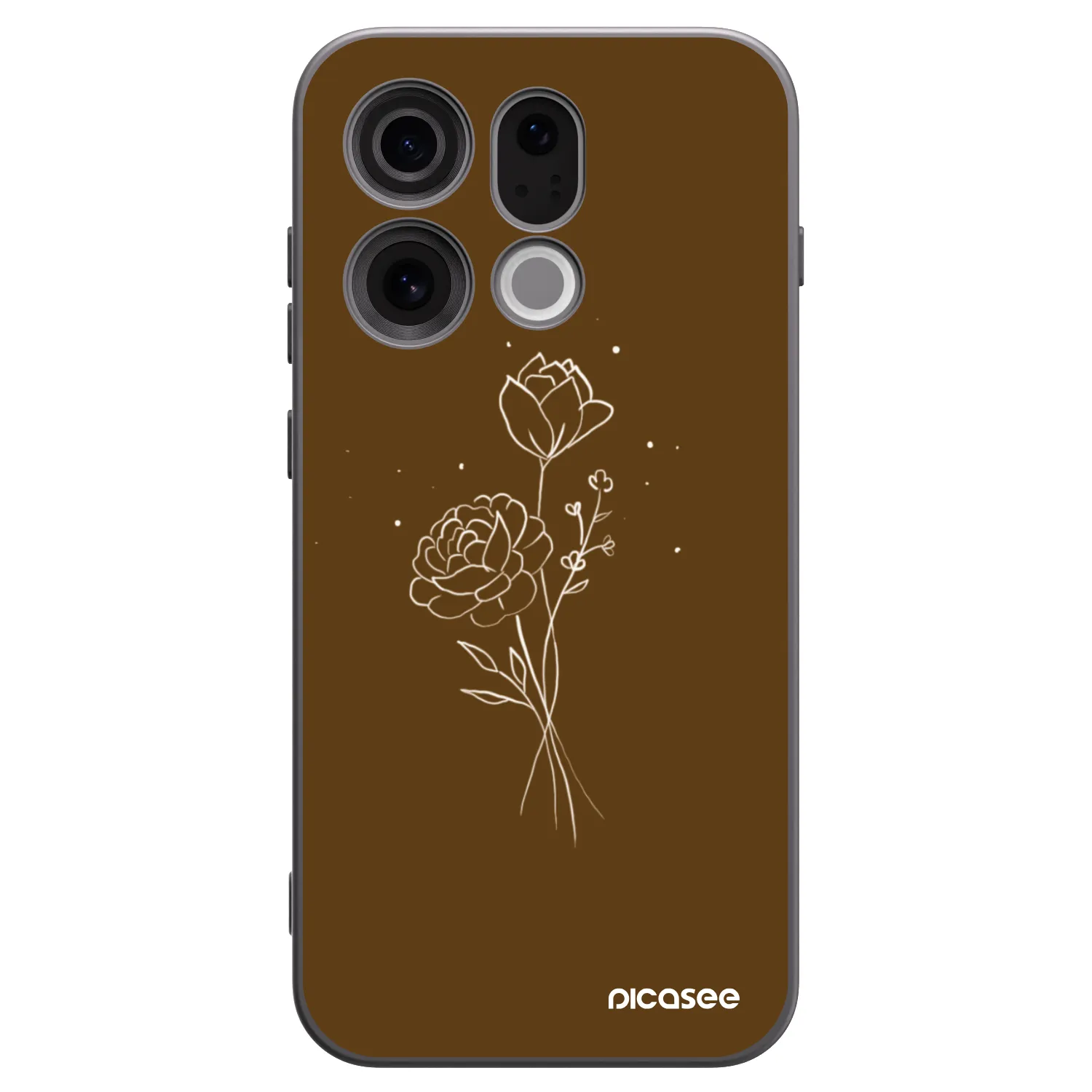 Picasee OPPO Find X9 Hülle - Schwarzes Silikon - Brown flowers