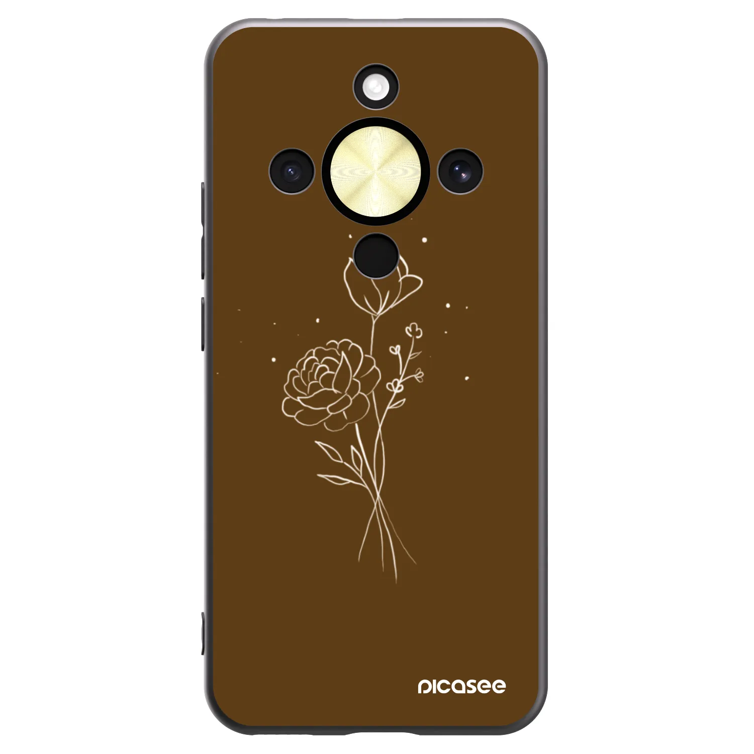 Picasee Honor Magic8 Lite 5G Hülle - Schwarzes Silikon - Brown flowers