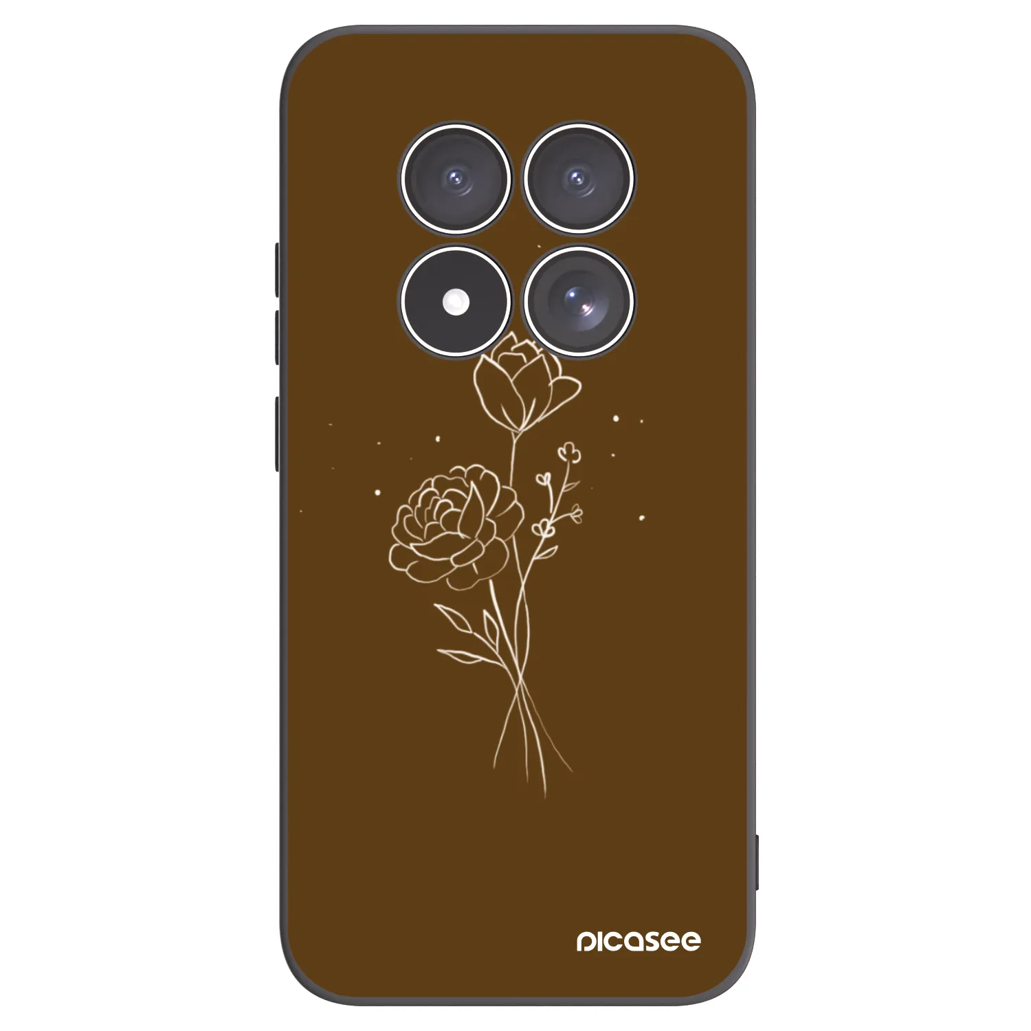 Picasee Xiaomi Redmi Note 15 Pro 5G Hülle - Schwarzes Silikon - Brown flowers