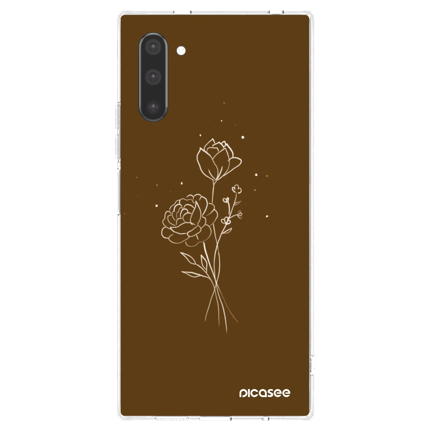 Picasee Samsung Galaxy Note 10 N970F Hülle - Transparentes Silikon - Brown flowers