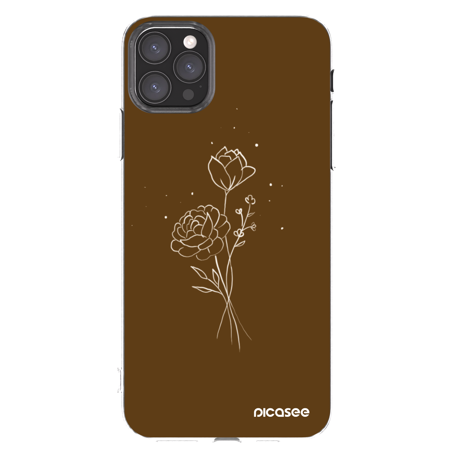 Picasee Apple iPhone 11 Pro Max Hülle - Transparentes Silikon - Brown flowers