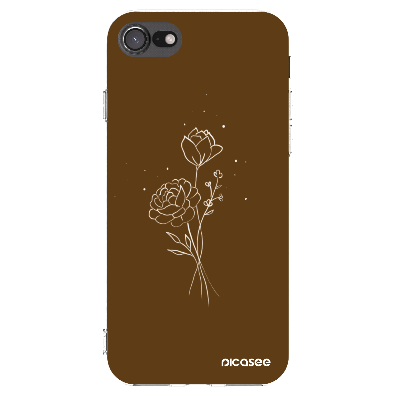 Picasee Apple iPhone 8 Hülle - Transparentes Silikon - Brown flowers