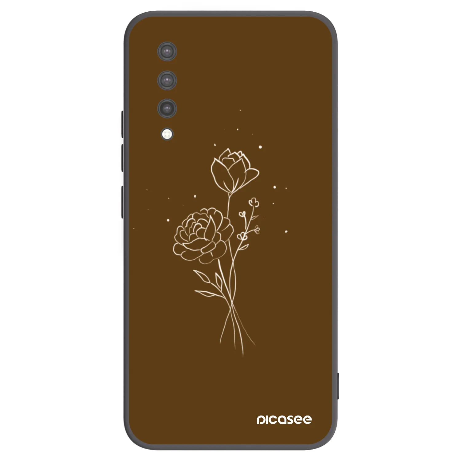 Picasee Xiaomi Mi 9 Lite Hülle - Schwarzes Silikon - Brown flowers