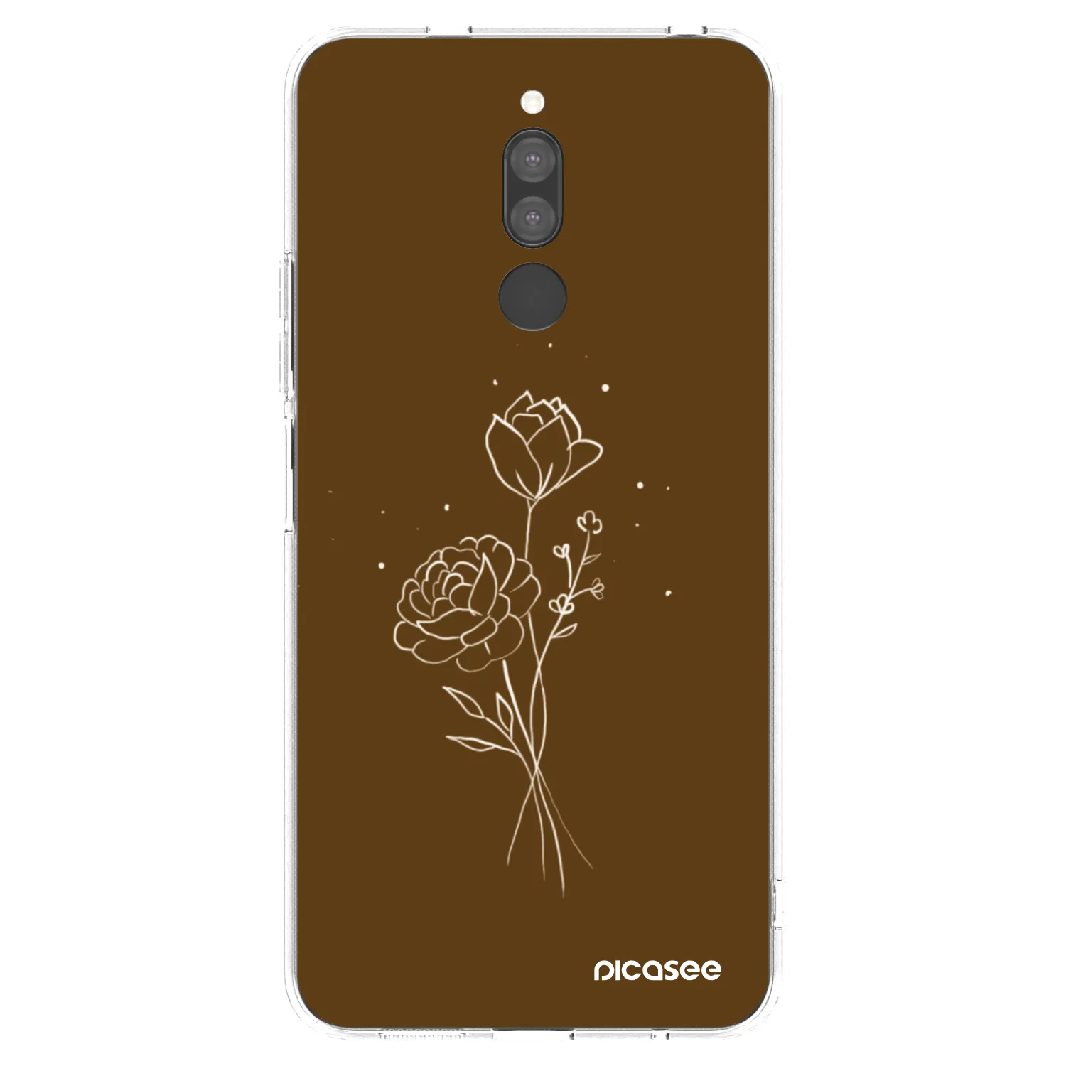 Picasee Xiaomi Redmi 8 Hülle - Transparentes Silikon - Brown flowers