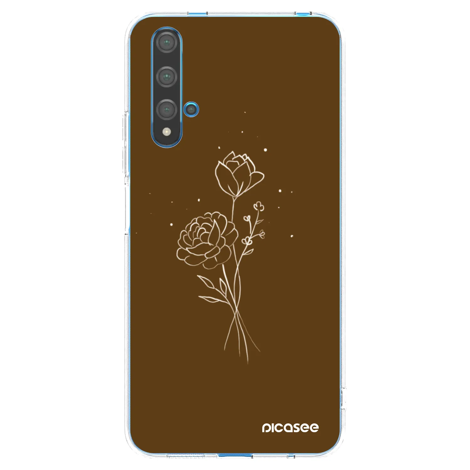 Picasee Huawei Nova 5T Hülle - Transparentes Silikon - Brown flowers
