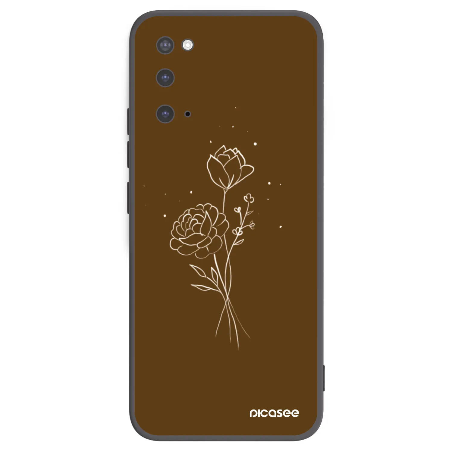 Picasee Samsung Galaxy S20 G980F Hülle - Schwarzes Silikon - Brown flowers