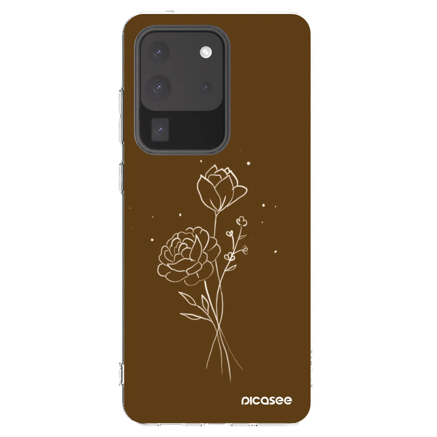 Picasee Samsung Galaxy S20 Ultra 5G G988F Hülle - Transparentes Silikon - Brown flowers