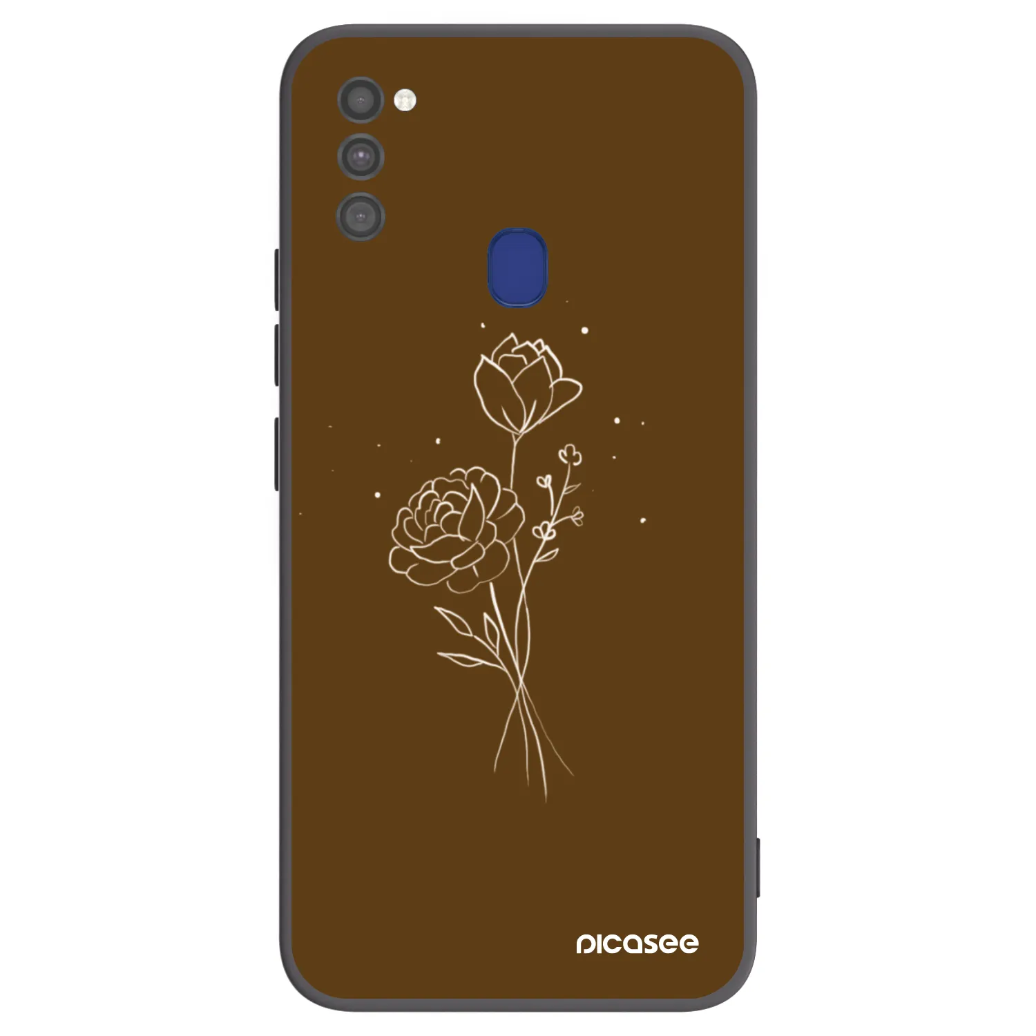 Picasee Samsung Galaxy M21 M215F Hülle - Schwarzes Silikon - Brown flowers