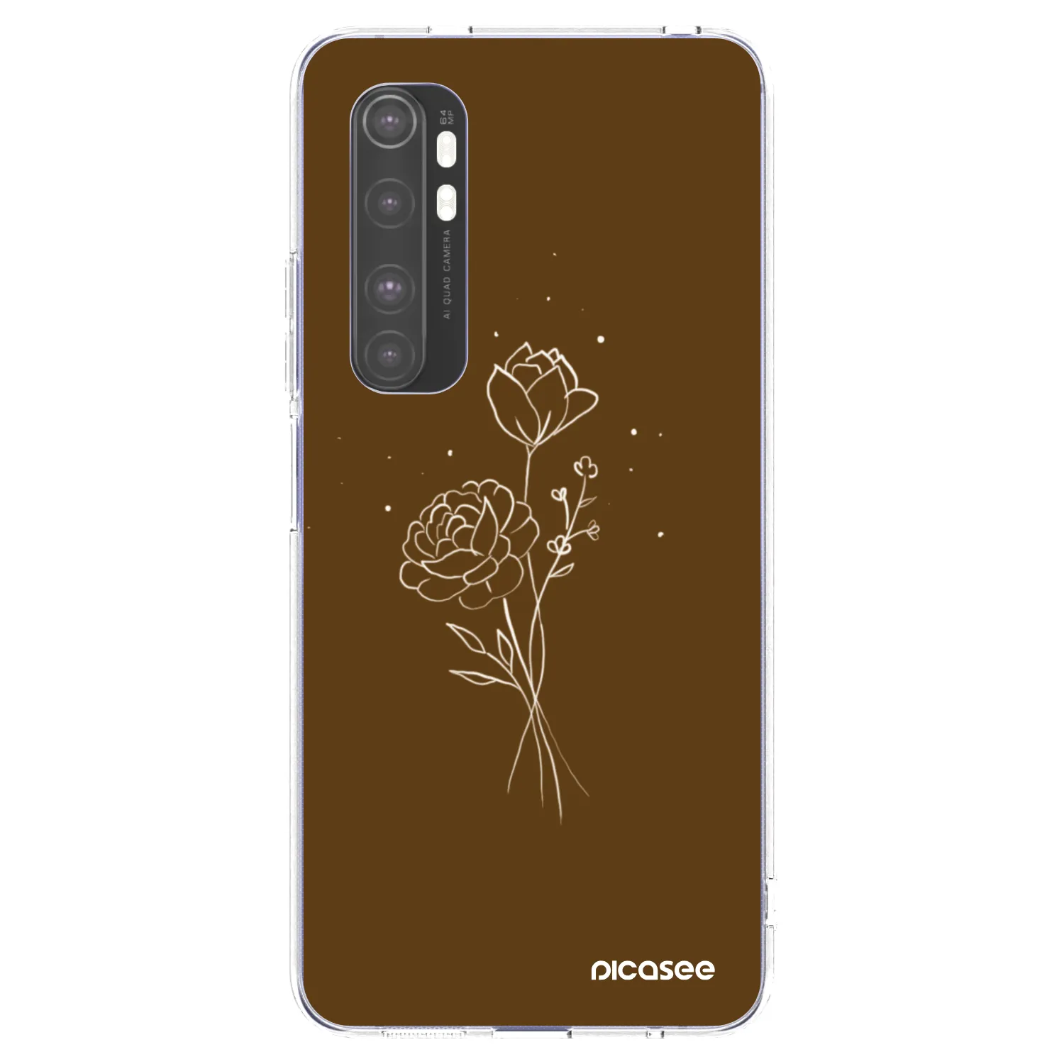 Picasee Xiaomi Mi Note 10 Lite Hülle - Transparentes Silikon - Brown flowers
