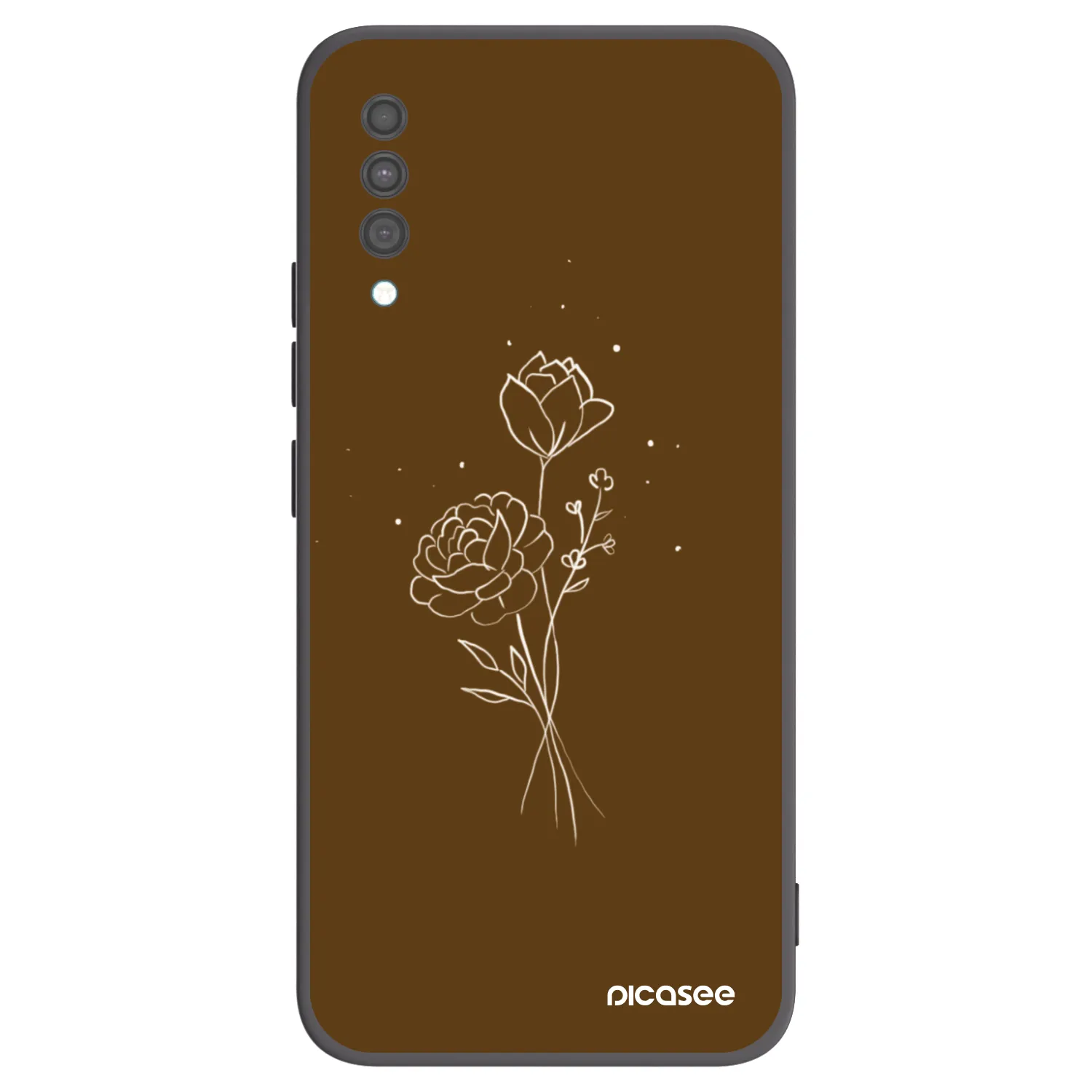 Picasee Samsung Galaxy A30s A307F Hülle - Schwarzes Silikon - Brown flowers