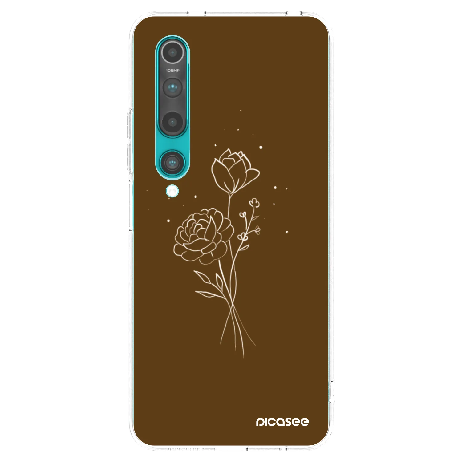 Picasee Xiaomi Mi 10 Hülle - Transparentes Silikon - Brown flowers