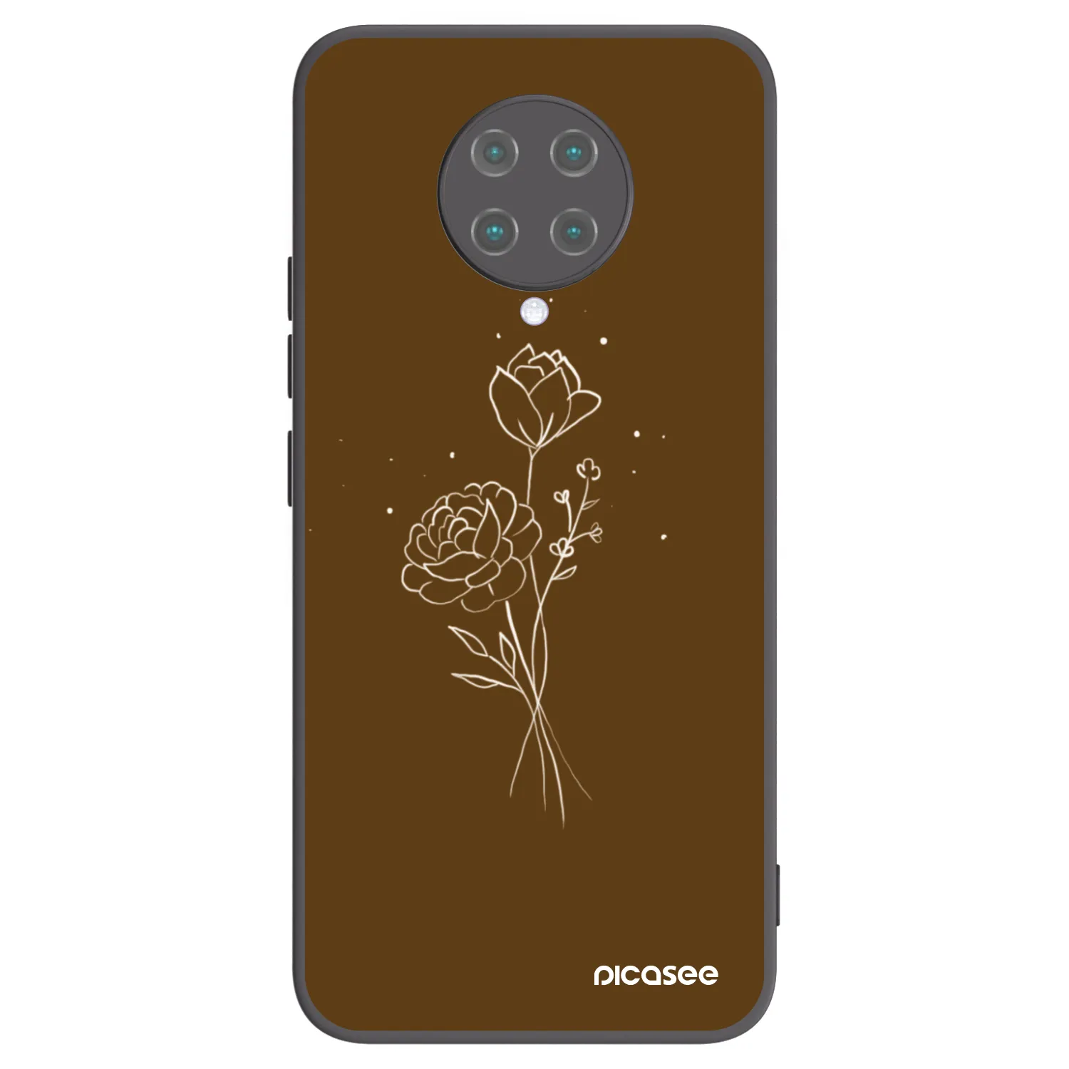 Picasee Xiaomi Poco F2 Pro Hülle - Schwarzes Silikon - Brown flowers