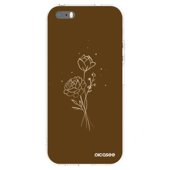 Picasee Apple iPhone 5/5S/SE Hülle - Transparentes Silikon - Brown flowers
