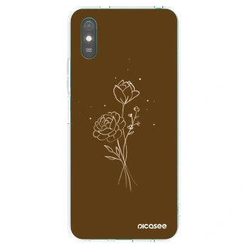 Picasee Xiaomi Redmi 9A Hülle - Transparentes Silikon - Brown flowers