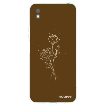 Picasee Xiaomi Redmi 9A Hülle - Schwarzes Silikon - Brown flowers