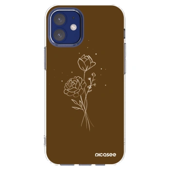 Picasee Apple iPhone 12 mini Hülle - Transparentes Silikon - Brown flowers
