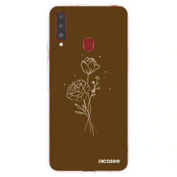 Picasee Samsung Galaxy A20s Hülle - Transparentes Silikon - Brown flowers