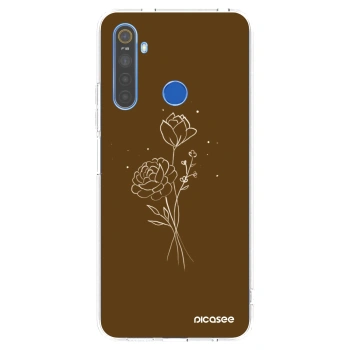 Picasee Realme 5 Hülle - Transparentes Silikon - Brown flowers