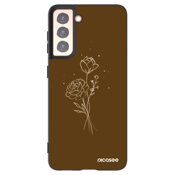 Picasee Samsung Galaxy S21 5G G991B Hülle - Schwarzes Silikon - Brown flowers