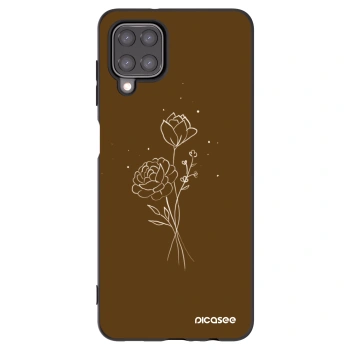 Picasee Samsung Galaxy A12 A125F Hülle - Schwarzes Silikon - Brown flowers