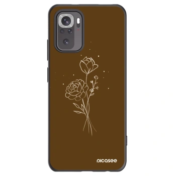 Picasee Xiaomi Redmi Note 10 Hülle - Schwarzes Silikon - Brown flowers
