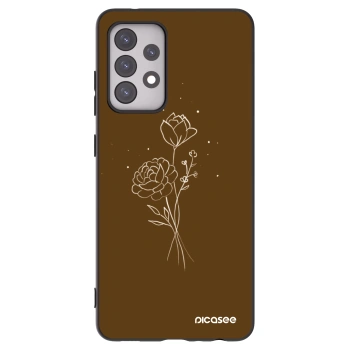 Picasee Samsung Galaxy A52 5G A525F Hülle - Schwarzes Silikon - Brown flowers