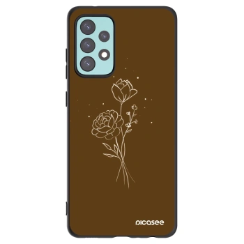 Picasee Samsung Galaxy A72 A725F Hülle - Schwarzes Silikon - Brown flowers