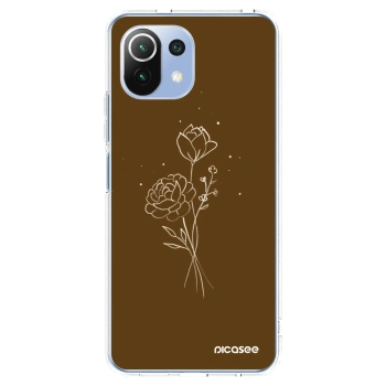 Picasee Xiaomi Mi 11 Lite Hülle - Transparentes Silikon - Brown flowers