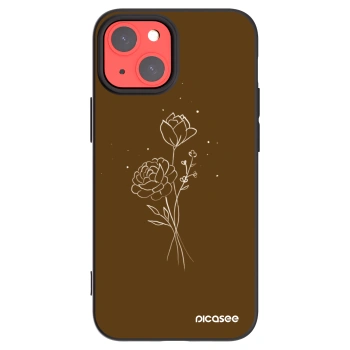 Picasee Apple iPhone 13 mini Hülle - Schwarzes Silikon - Brown flowers
