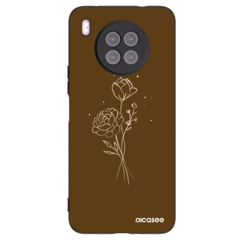 Picasee Huawei Nova 8i Hülle - Schwarzes Silikon - Brown flowers