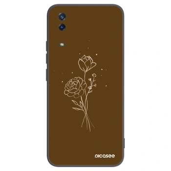 Picasee Vivo Y11s Hülle - Schwarzes Silikon - Brown flowers