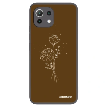 Picasee Xiaomi 11 Lite 5G NE Hülle - Schwarzes Silikon - Brown flowers