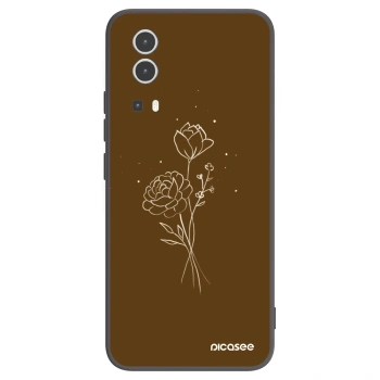 Picasee Vivo Y72 5G Hülle - Schwarzes Silikon - Brown flowers