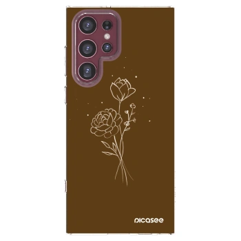 Picasee Samsung Galaxy S22 Ultra 5G Hülle - Transparentes Silikon - Brown flowers