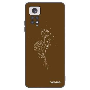 Picasee Xiaomi Redmi Note 11 Hülle - Schwarzes Silikon - Brown flowers