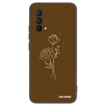 Picasee Realme GT Master Edition 5G Hülle - Schwarzes Silikon - Brown flowers