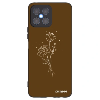 Picasee Honor X8 4G Hülle - Schwarzes Silikon - Brown flowers