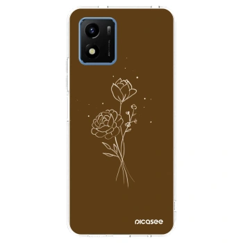 Picasee Vivo Y01 Hülle - Transparentes Silikon - Brown flowers