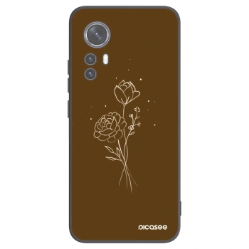 Picasee Xiaomi 12X Hülle - Schwarzes Silikon - Brown flowers