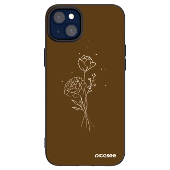 Picasee Apple iPhone 14 Plus Hülle - Schwarzes Silikon - Brown flowers