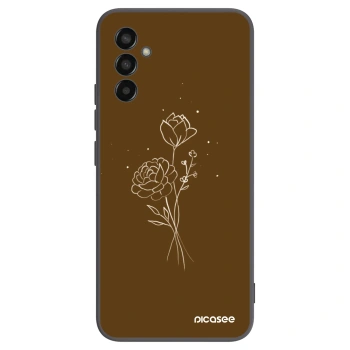Picasee Samsung Galaxy M13 M135F Hülle - Schwarzes Silikon - Brown flowers
